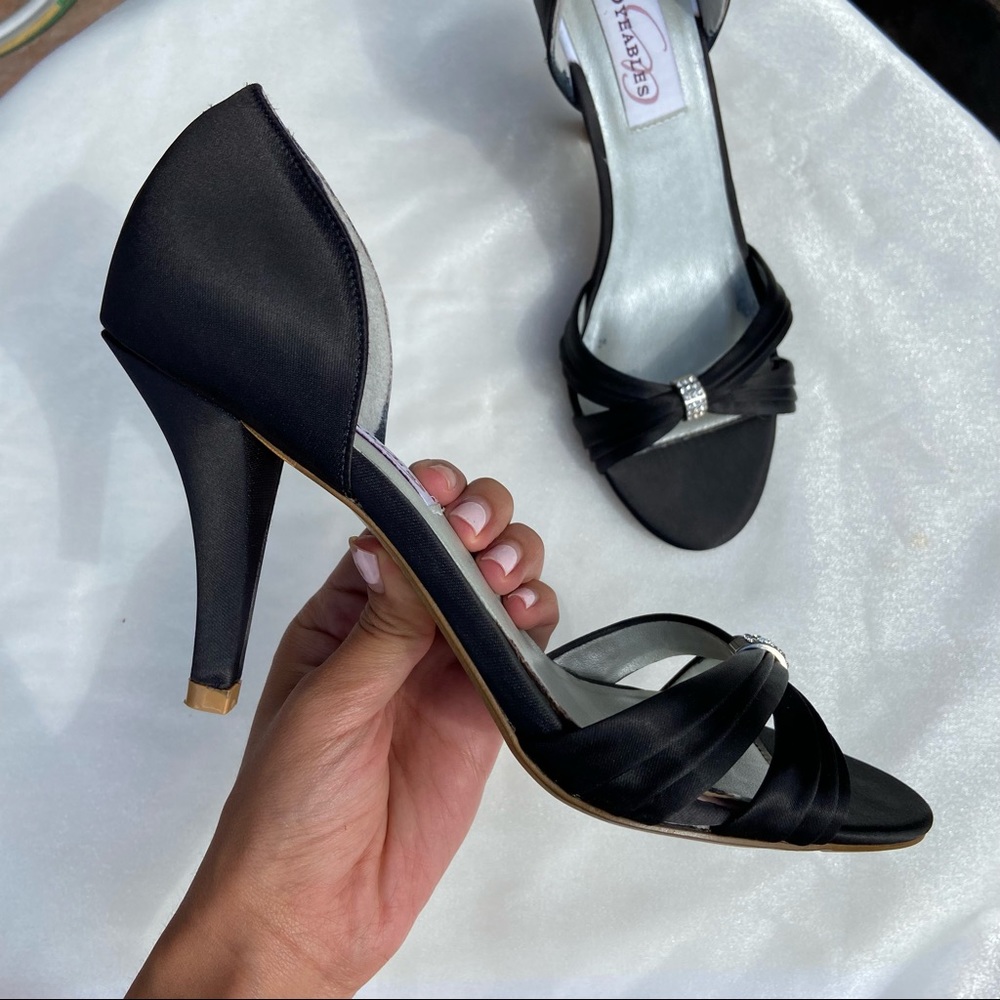 Dyed black heels by Dyeables in “Daisy”